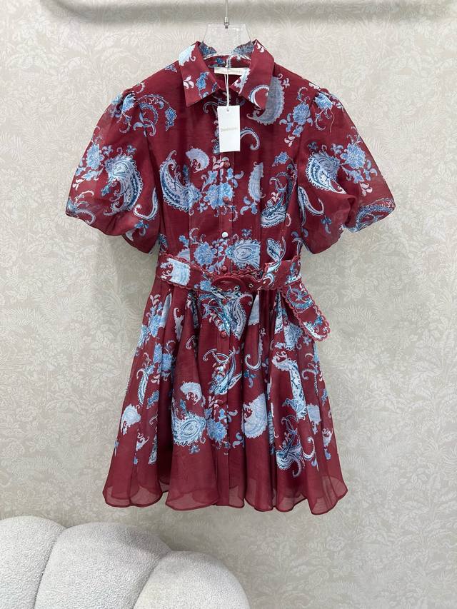 Zimmerman*Zimmerman's new 2025 tulip-sleeved, fitted waist dress is made of line