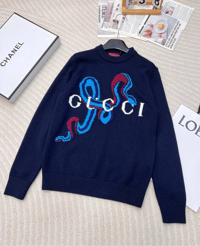 Gucci 2025 Ss Year of the Snake Limited Edition Snake Jacquard Letter Crew Neck