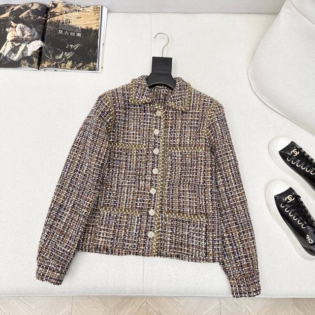 Super cute Chanel-style Chanel 25Ss latest style lapel woven jacket with dead p