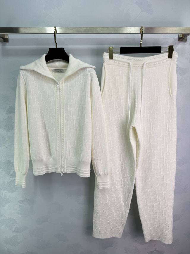 Dio* 2025 Autumn/Winter New Navy Style Oversized Collar Knit Set with All-over L