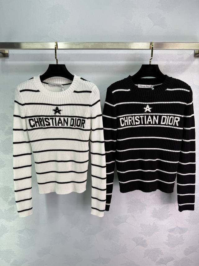 Dio* 2025 Early Autumn New Striped Knit Long-Sleeve Top! Made with custom cotton