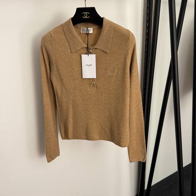 Style No. 20257010 Celin* New Style Long-Sleeved Knit Top with Embroidered Logo