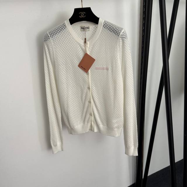 Style No. 20256998 Miumi* New Pink Logo Letter Hollow-Out Pattern Long-Sleeve K