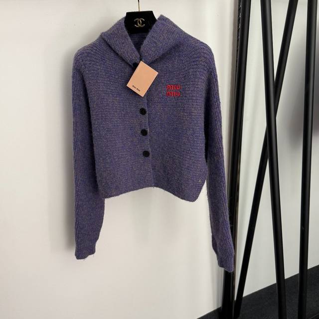 Style No. 20256984 Miumi* New Logo Embroidered Letter Color Block Blended Wool