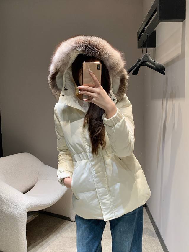Moncl*R 25Fw Autumn/Winter New Genuine Fur Collar Hooded Slim-Fit Goose Down Jac
