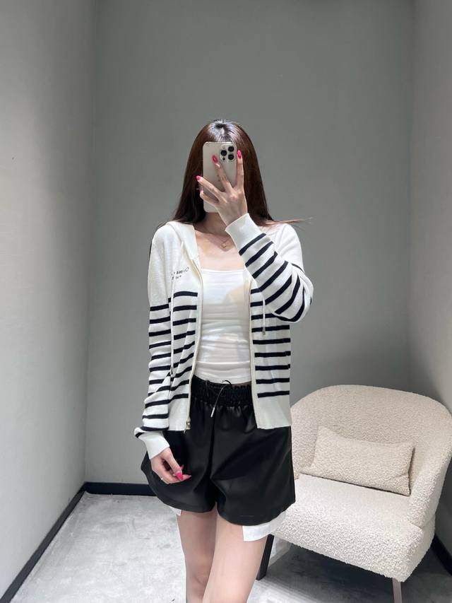 Di*R-2015Fw Autumn/Winter Limited Edition Striped Hooded Knit Cardigan. Classic