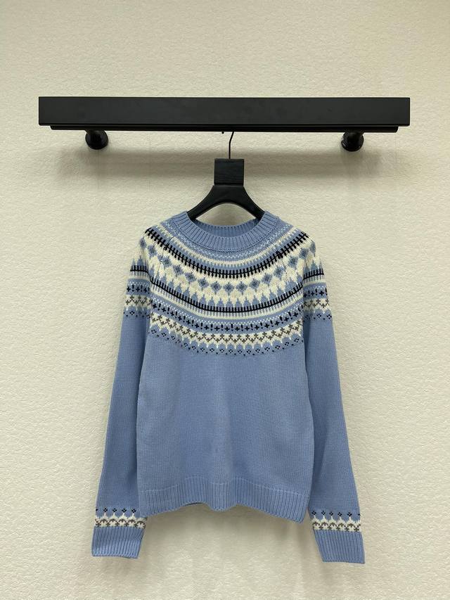 Miumi*25 Autumn/Winter New Heavy-Duty Crochet Crew Neck Pullover Knit Sweater. M