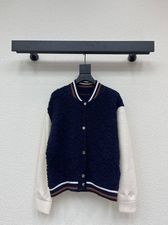 Louis Vuitto *25 Fall/Winter New Jacquard Knit Zipper Baseball Color-Block Jacke
