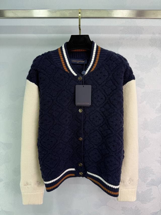 Lou*25 Autumn/Winter New Style Four-Leaf Clover Cuff Knit Cardigan, Dark Blue wi