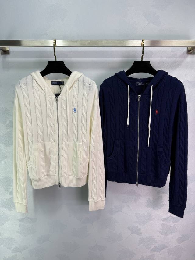 po*25 Autumn/Winter New Hooded Knit Cardigan, Classic Cable Knit, Embroidered Po