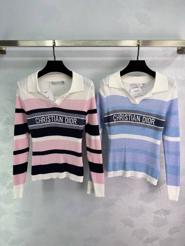 Dio*25 Autumn/Winter New Collared Knit Sweater. Features a unique embroidered br