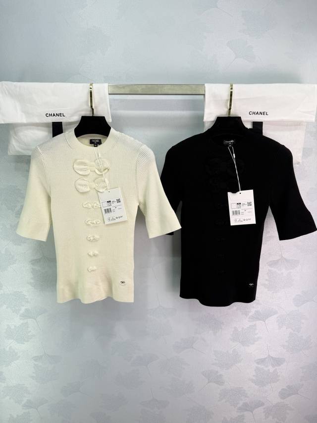 Chane*2025 Early Autumn New Bow-Knot Crew Neck Short-Sleeve Sweater. Custom-made