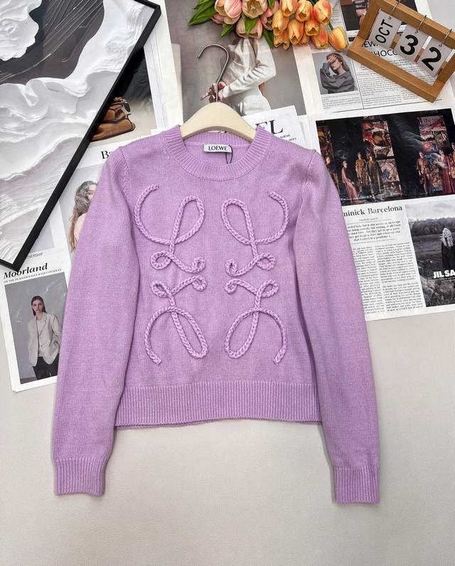 Loewe long-sleeved knit top with a large logo on the chest. Youthful, stylish, s