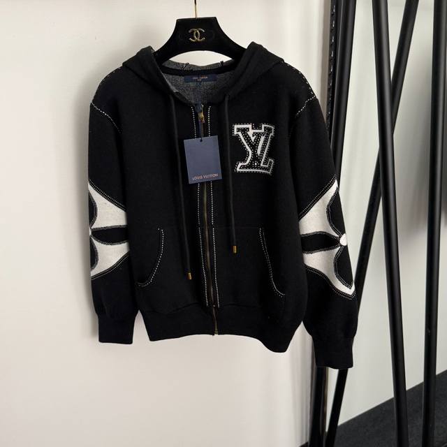 Style No. 20256962 Lv* New Color Block Logo Long-Sleeve Hooded Knit Cardigan Zi