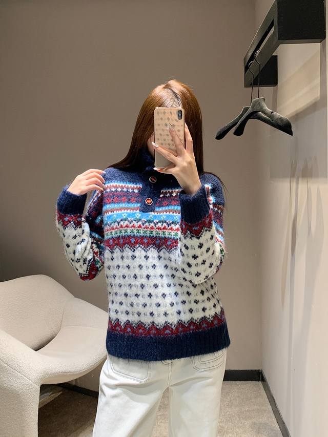 Cha*El 25K High-End Handmade Collection Ethnic Style Turtleneck Knit Sweater | E