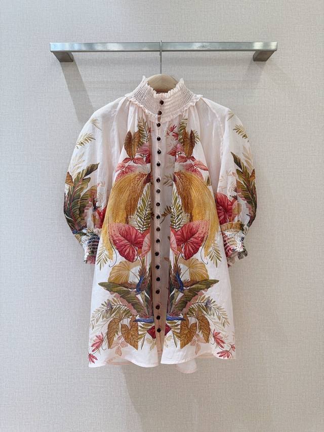 Zimmerm*A*N*N New arrivals... Cream-colored palm tree floral print top, flowy st