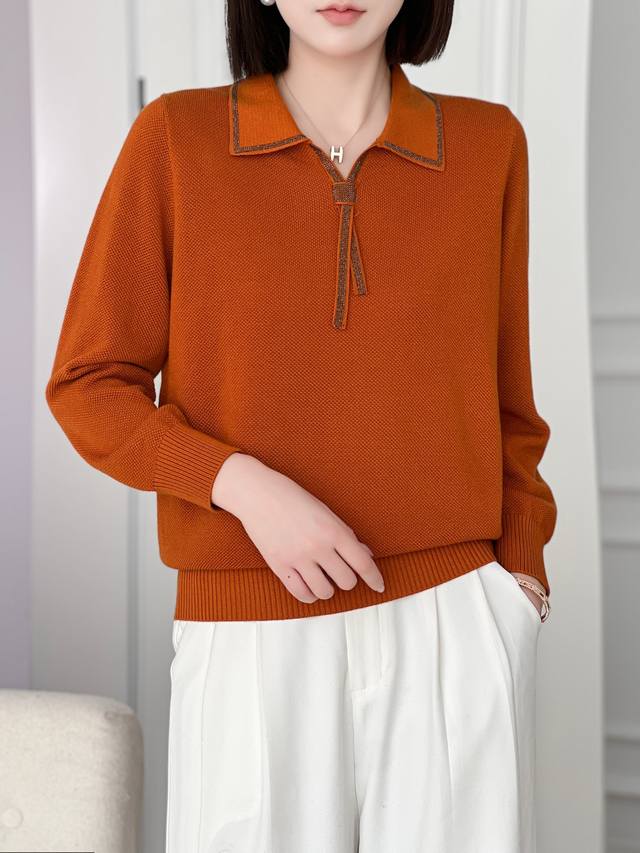 2025 Autumn New Style Ribbon Fashion 33 Wool Lapel Mother's Style Age-Reducing T