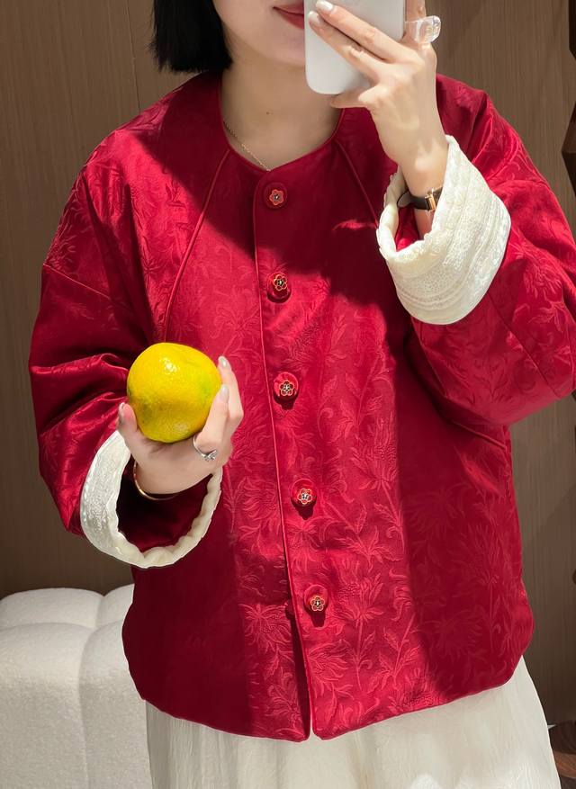 New Arrival Silk Linen Jacquard Round Collar and Neckline with Velvet Lace Cott