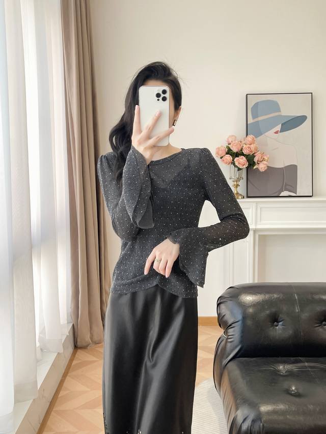 Rhinestone Top and Skirt Size 120 2025 Autumn/Winter New Style Rhinestone Base