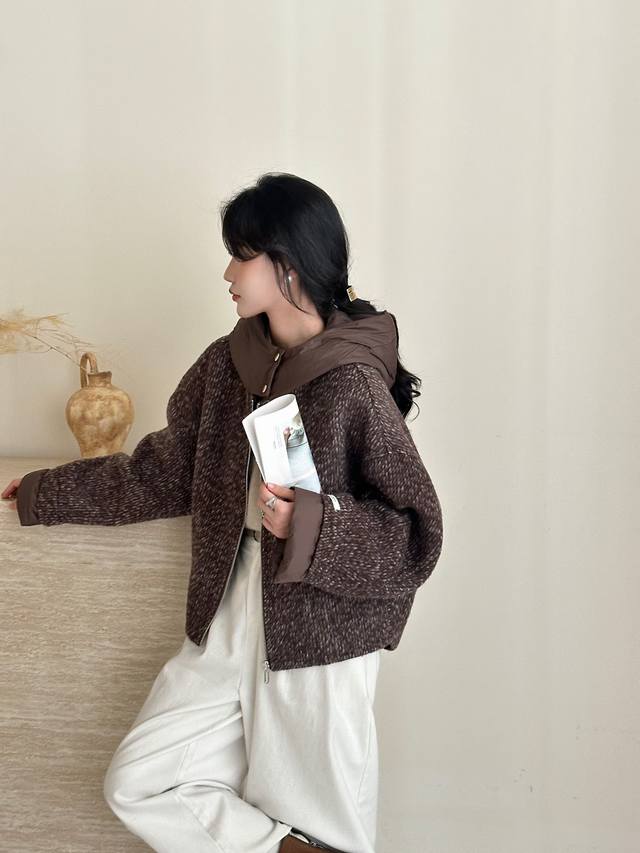 High-end double-faced wool coat, short style, 2025 new autumn and winter hooded