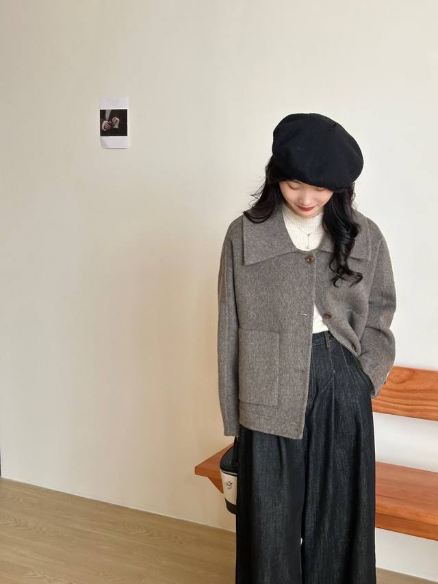 Short Wool Coat for Women, 2025 Winter New Style, Double-Sided Cashmere, Petite,