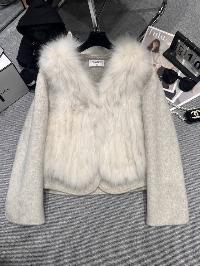 Chane* 2025 Autumn/Winter New Double-faced Wool Fox Fur Coat, two-piece set, can
