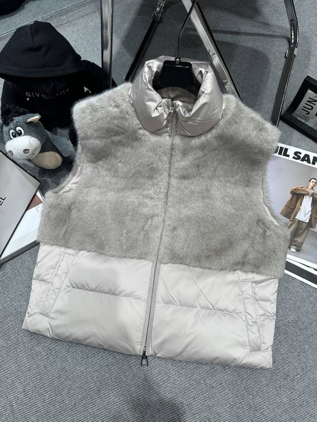 Bc 2025 Autumn/Winter New Down Vest, fur-trimmed down, custom glacier gray eco-f