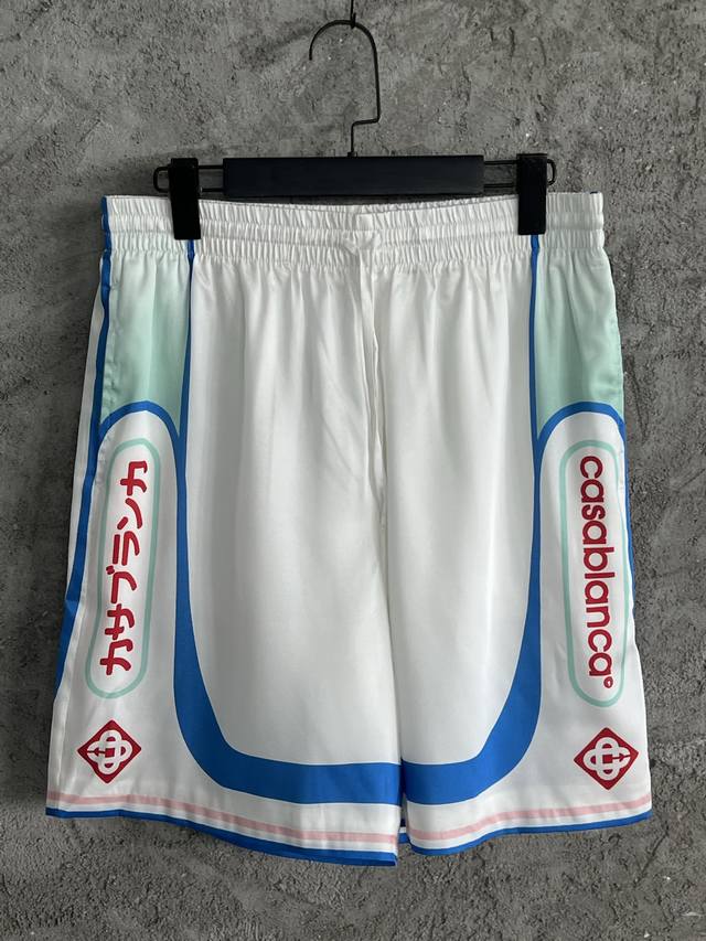 Casablanca 2025Ss Volcano Pattern Silk Shorts, Custom Made, Imported Silk Fabric