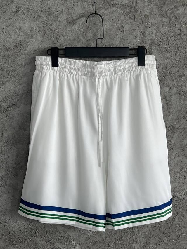 Casablanca 2025Ss Doll Tennis Pattern Silk Shorts, Custom Made, Imported Silk Fa