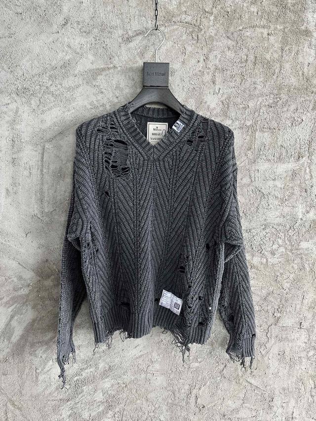 Mmyss Handmade distressed sweater, custom-made with special yarn, 100% cotton, h