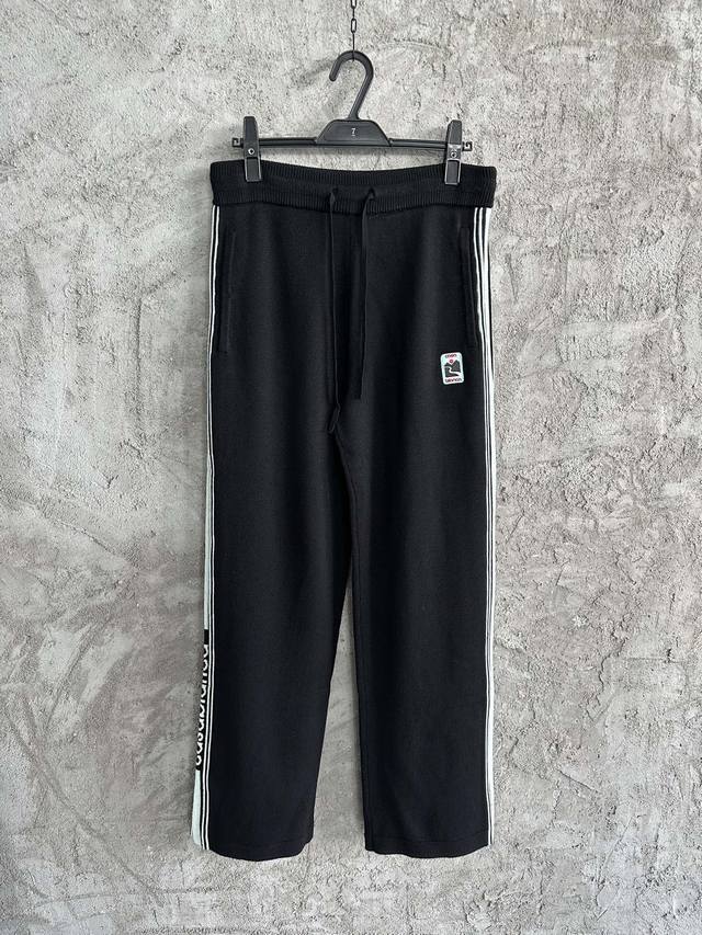 Casablanca 2025Ss Side Stripe Knitted Wool Trousers, Custom Made, Pure Wool Fabr
