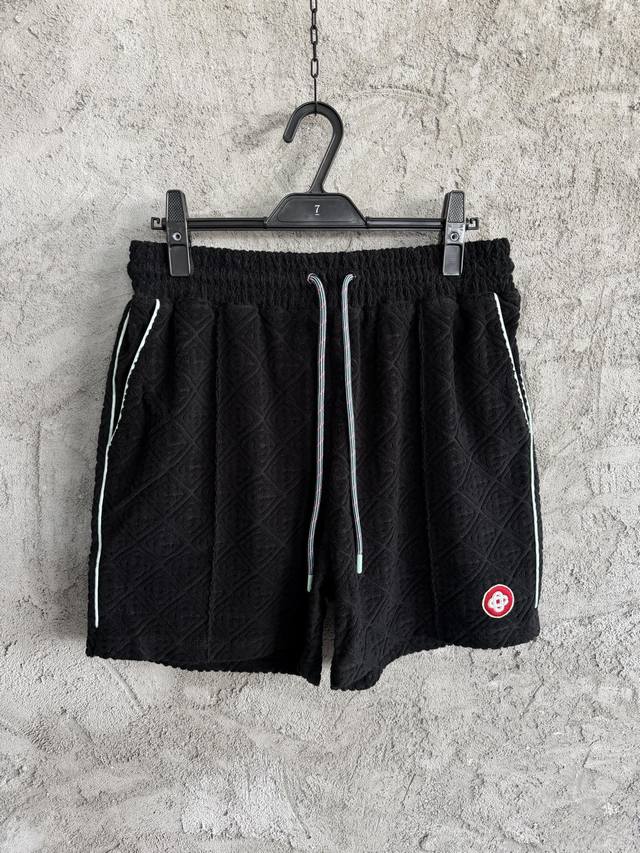 Casablanca 2025Ss Black Towel Embroidered Jacquard Shorts, Custom Made, 100% Pur
