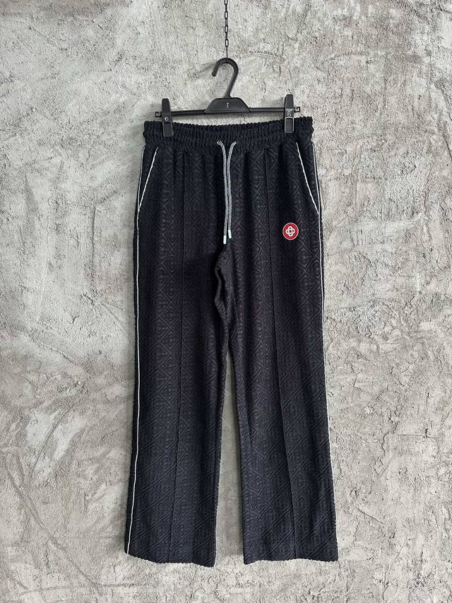 Casablanca 2025Ss Black Towel Embroidery Jacquard Trousers, Custom Made, 3D Jacq