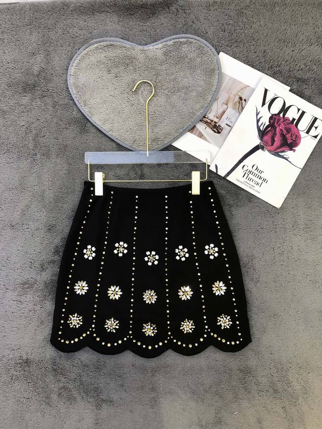 New Arrival Handmade 3D Rhinestone Beaded A-line Bodycon Skirt Smlp DDD