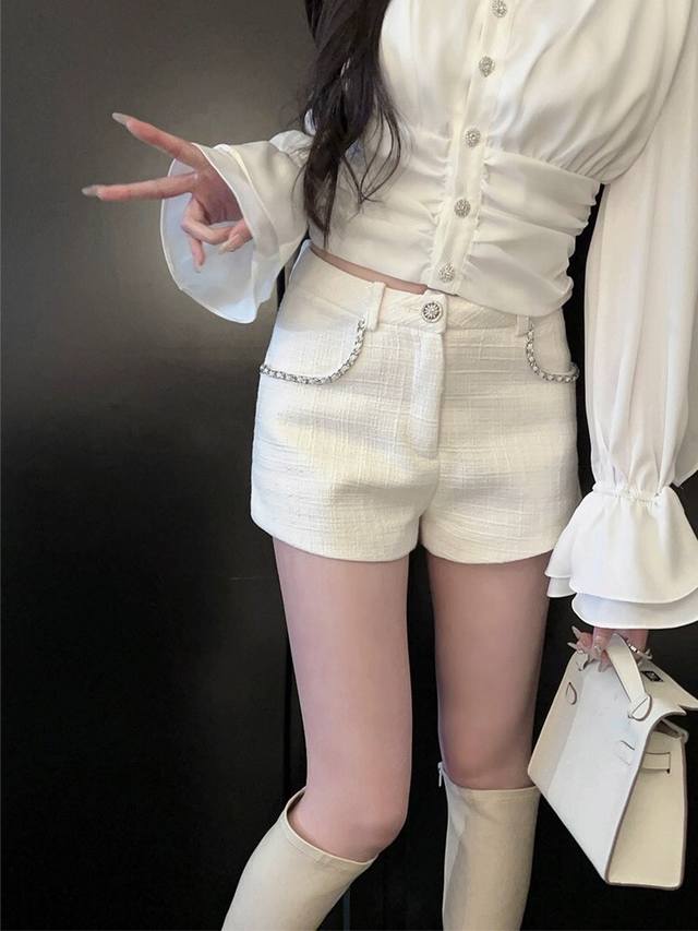 New Chanel-style tweed chain design shorts Smlp DDD