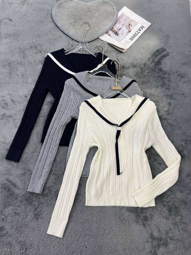 New Arrival Tie Shawl Style Slim Fit Long Sleeve Sweater Black, White, Gray, Blu