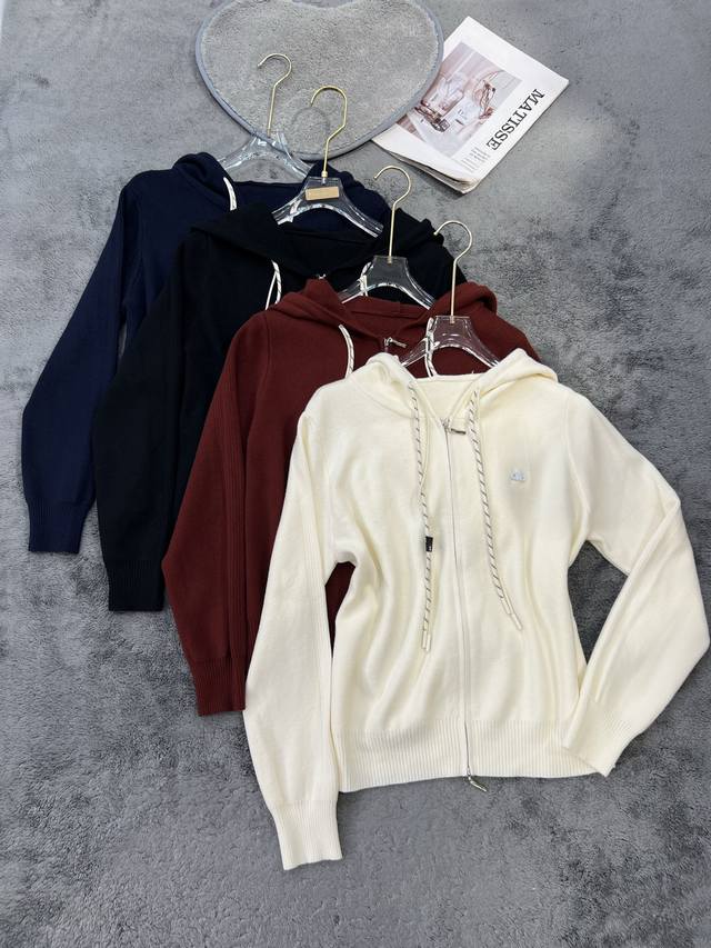 New Arrival Hooded Versatile Cardigan Long-Sleeved Sweater Jacket Black, White,