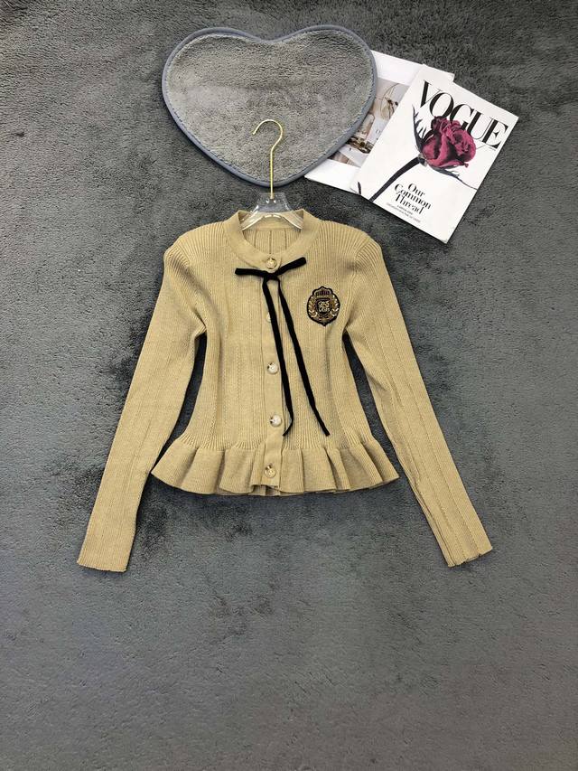 Chanel-style metal button bow fishtail sweater Smlp DDD