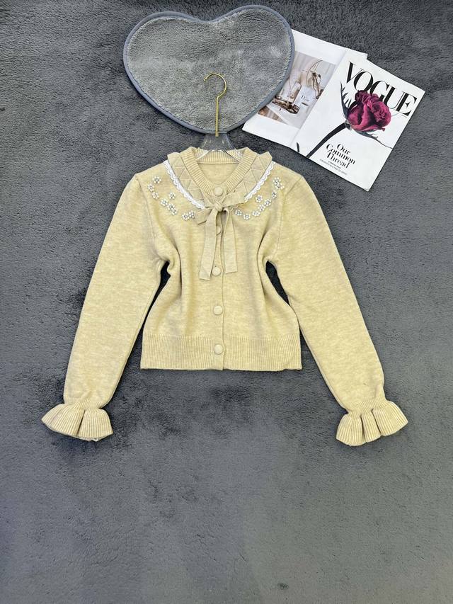 New Sweet Beaded Sweater with Peter Pan Collar Smlp DDD