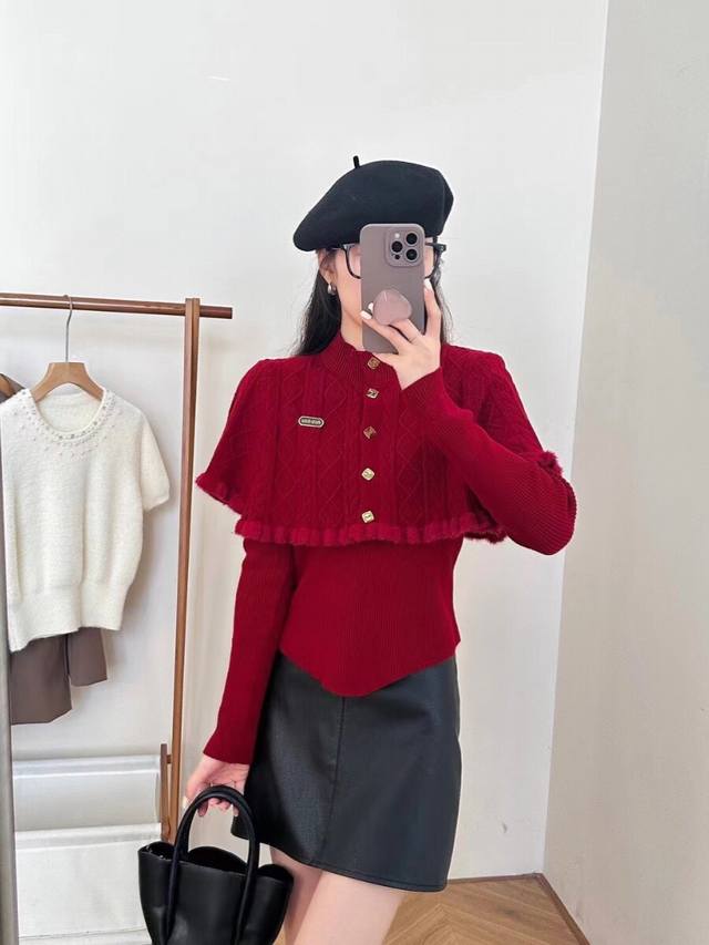 Designer Tassel Cape Shawl Sweater Two-Piece Set Smlp DDD