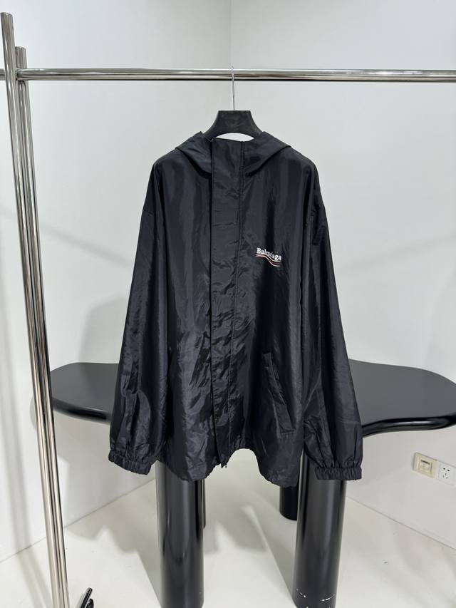 New Arrival Political Stencil Windbreaker/Sports Jacket Black Technical Poplin F