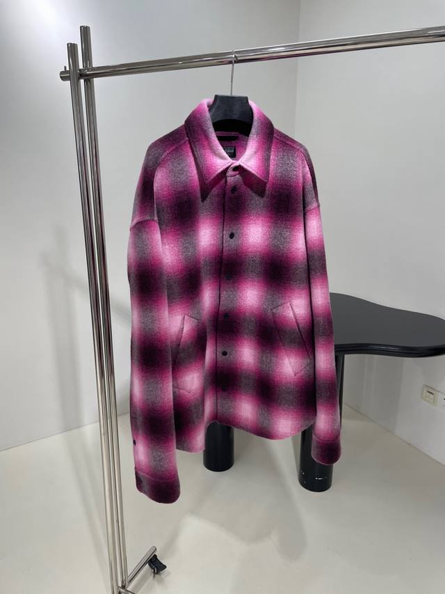 Early Spring New Arrival: Plum Pink and Black Checkered Double-Faced Wool Overs