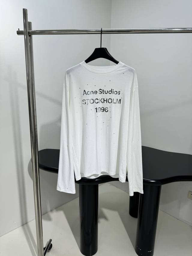 25 New Arrival 1996 Mirror Rhinestone Long-Sleeve T-Shirt Cotton Knit Plain Fabr