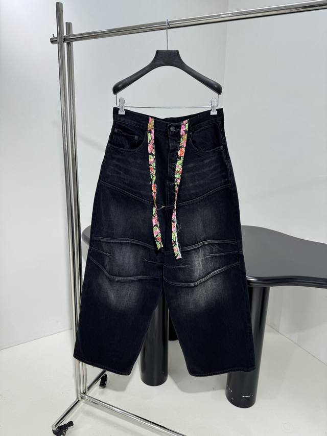 25 Spring/Summer New Arrival Floral Webbing Oversized Deconstructed Straight Leg