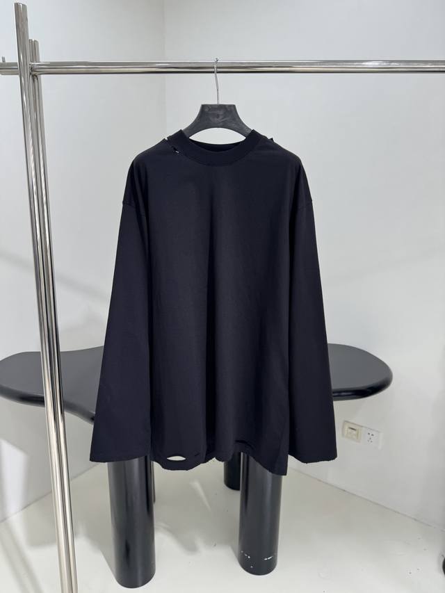 Artificial Adhesive Long-Sleeve Crew Neck T-Shirt Custom Dye Retro Plain Weave