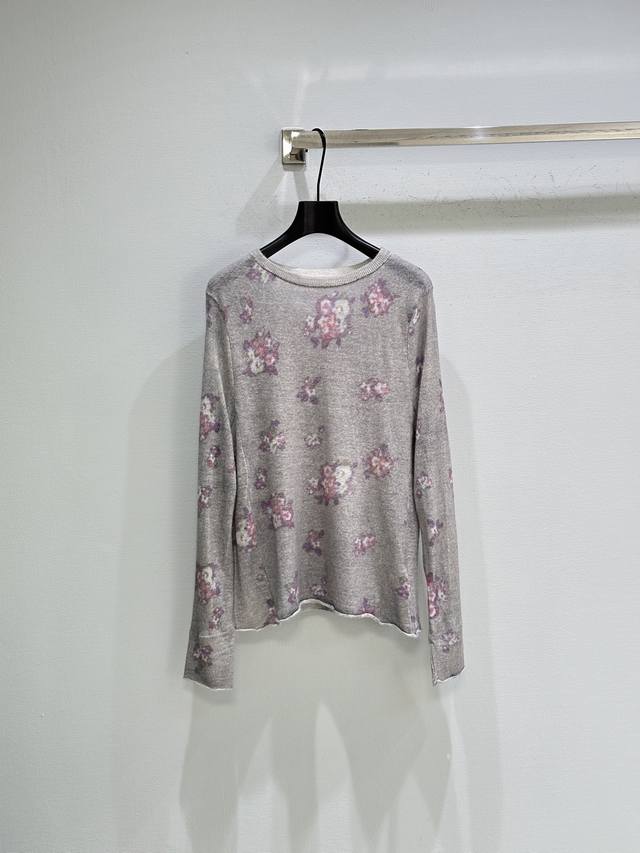 25Ss Autumn/Winter New Arrival! Tie-dye printed knit sweater, gray base with pur