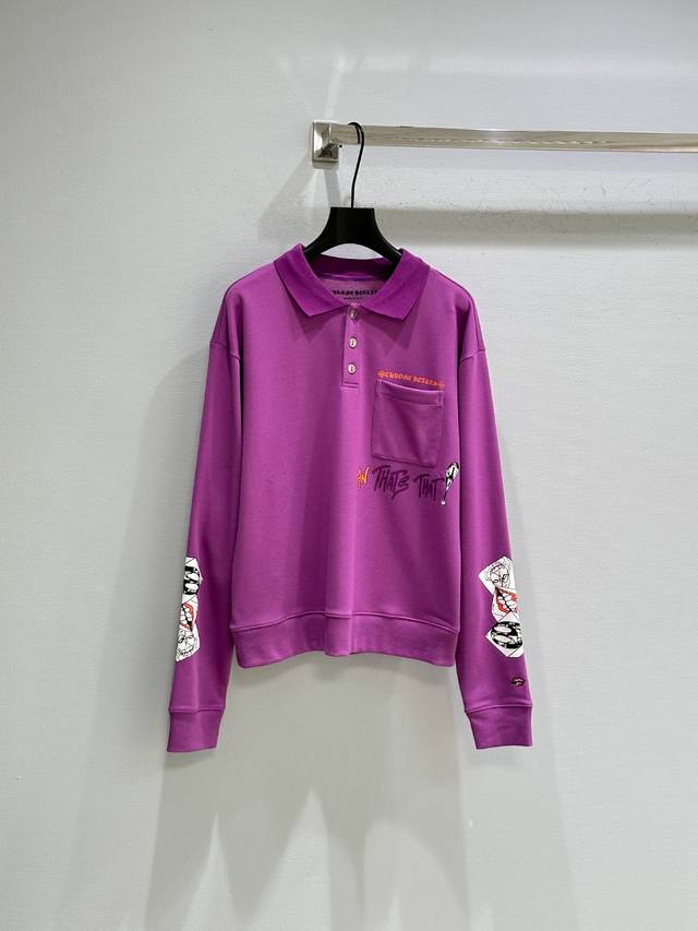 25Ss Autumn New Arrival! Chrome Hearts lapel long-sleeved shirt with a logo prin