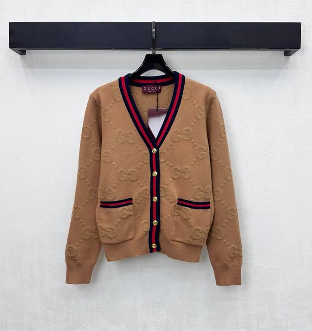 Gucc*2025 New Arrival: Jacquard Knit Cardigan, Custom Made with Imported Wool, S