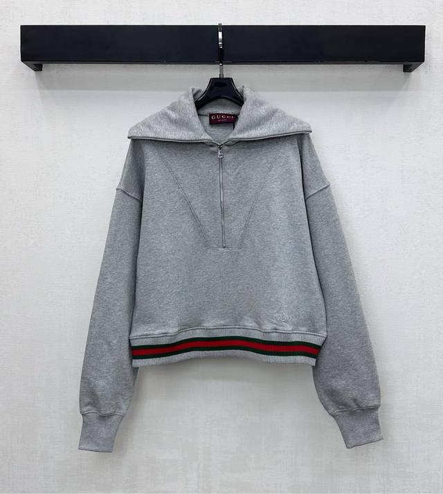 Gucc*2025 New Arrival: Lapel Webbing Sweatshirt, Custom Made with Imported Pure