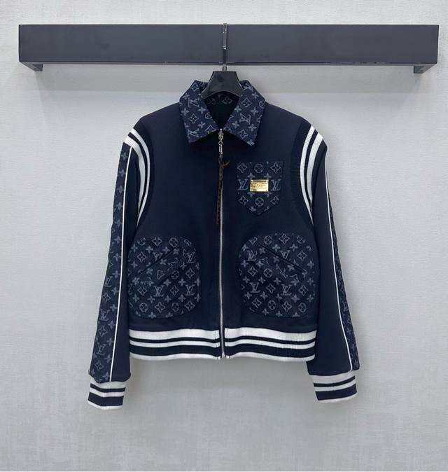 Louis Vuitto*2025 New Arrival: Reversible Patchwork Denim Jacquard Jacket. Custo